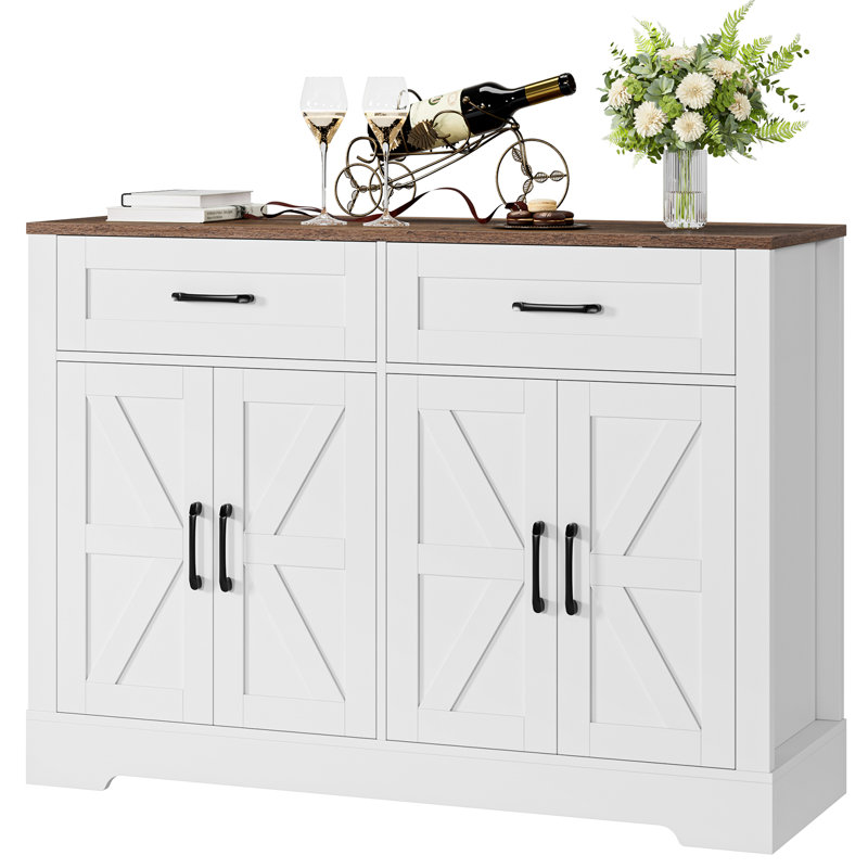 Buffet Amariyon 47,2 po, Blanc / brun