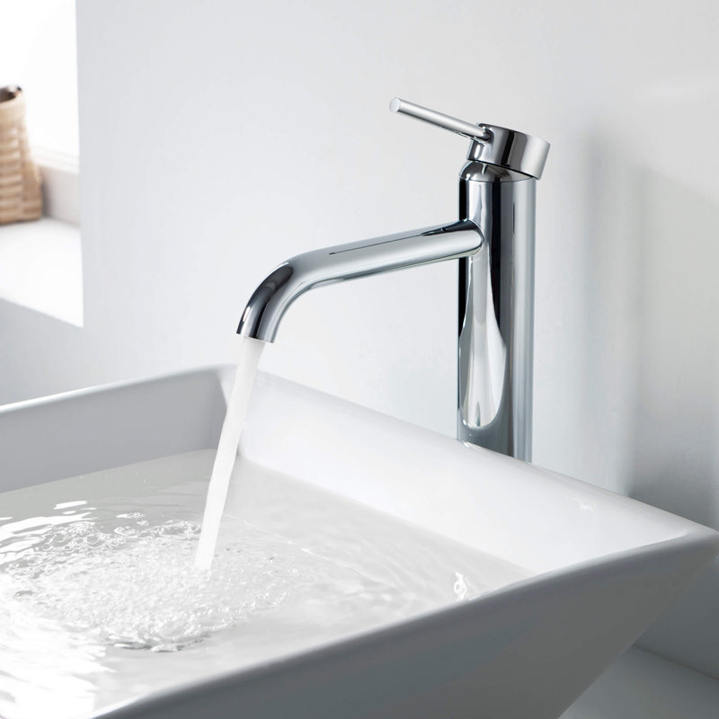 Chrome High Arc Single Handle Vessel Sink Faucet