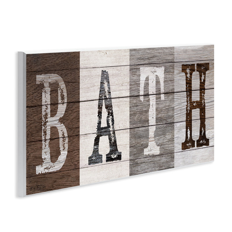 Plaque murale Rustic Bath Letters, design par Susan Arnot