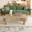 42-Inch Round Coffee Table with Lift Top, Natural-Toned Solid Wood, Fluted Panels, Hidden Storage