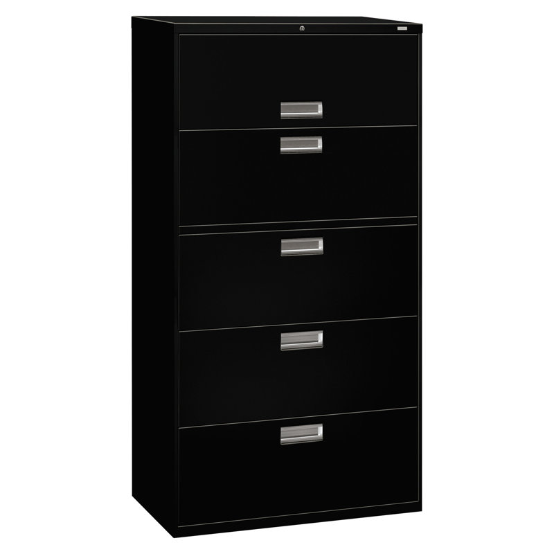 Brigade 5 Drawer Lateral Filing Cabinet, Black