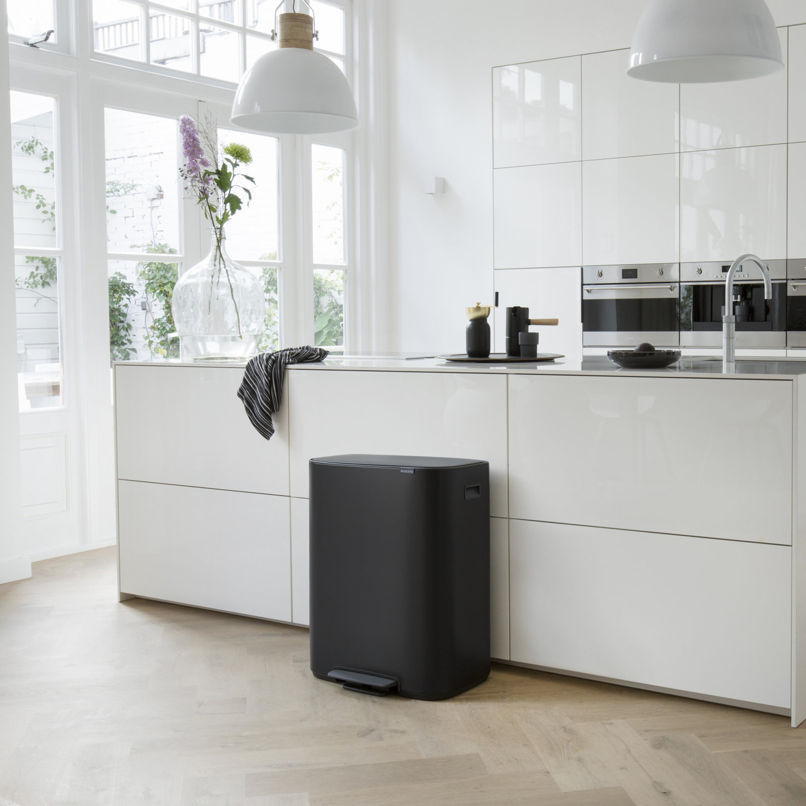 Brabantia Bo Step Dual Recycling Can, Matte Black