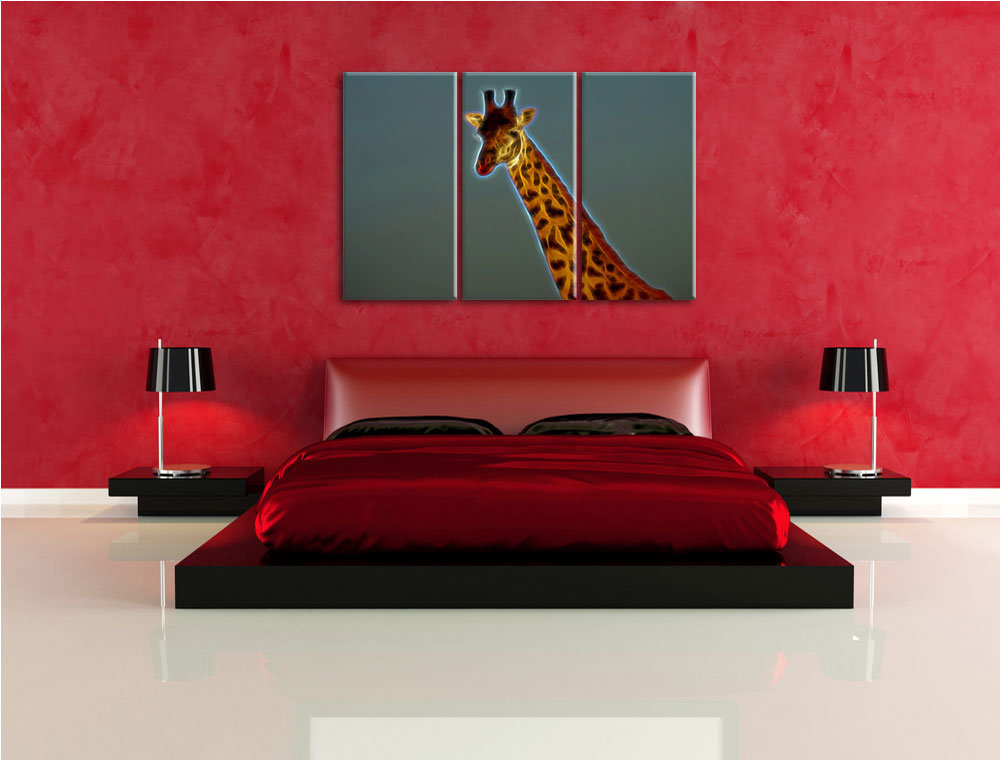 3-tlg. Leinwandbilder-Set „Maiestätische Giraffe“, Grafikdruck