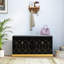 Modern White Gold Trim Shoe Bench with Flip Doors & Padded Seat, Entryway Hidden Shoe Storage Cabinet Bench-1905780636