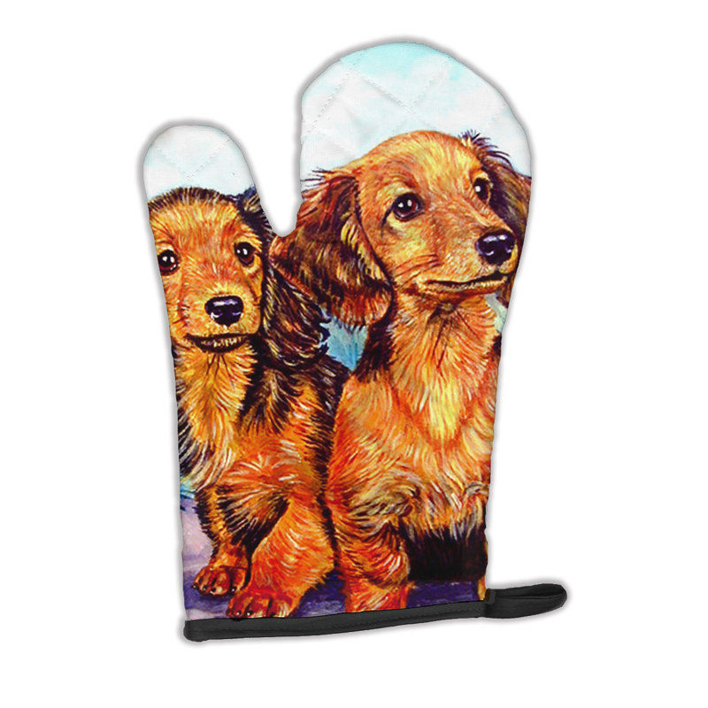 Caroline's Treasures Long Hair Dachshund Polyester Oven Mitt Set