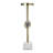 Pillar Candle Holder With Gold Stem, Embedded Agate Stone, 15 Inch White