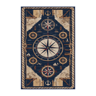  Washable Maritime Navigation Nautical Area Rug