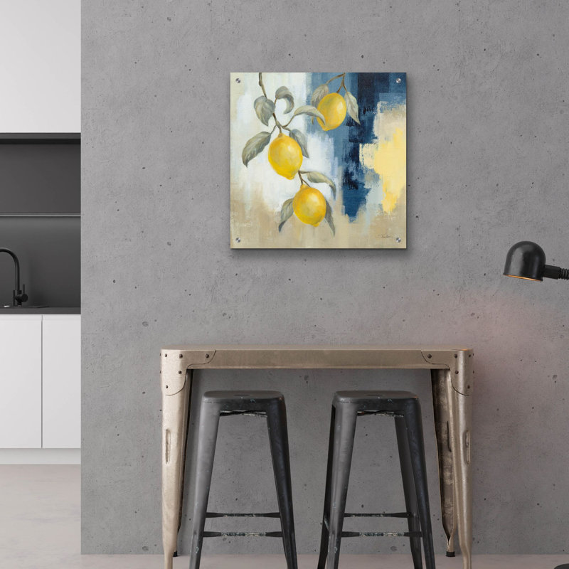  «Lemons From The South 1» par Silvia Vassileva, art mural en verre acrylique, 24 po x 24 po, H 24 po x l 24 po