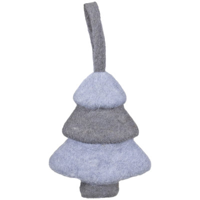 Ornement d'arbre de Noël en feutre gris et bleu 5,75 po