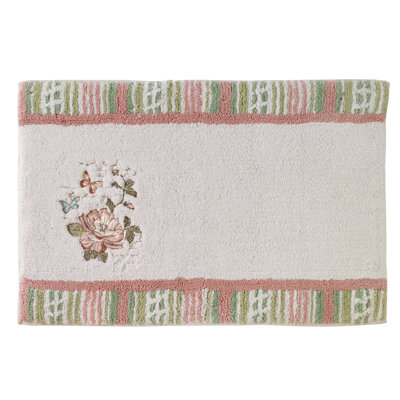 Tapis de bain à motif floral rectangle 100% coton à papillons