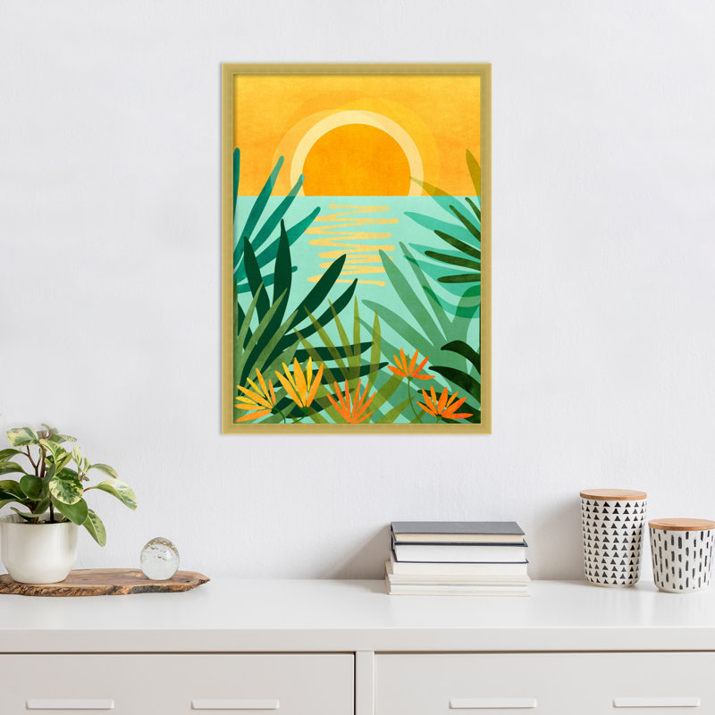 «Peaceful Tropics» par Cloquet, impression sur bois encadrée, H 25 po x l 19 po