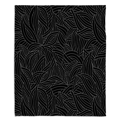 Couverture en sherpa doux leaves black