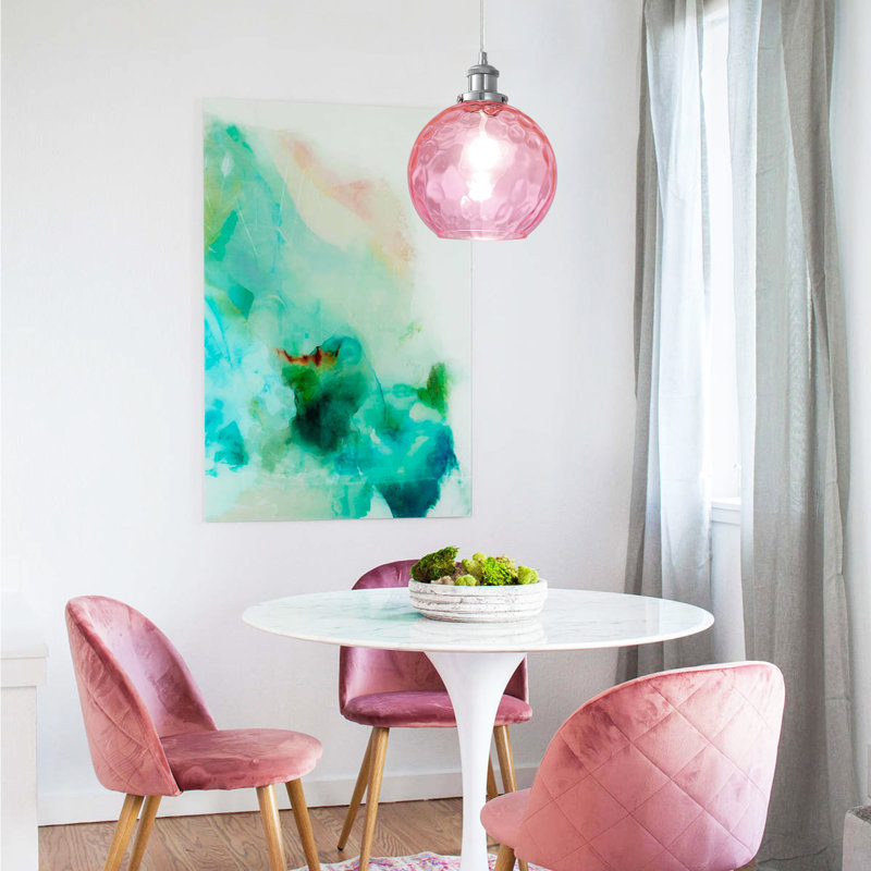 1 - Light Chrome Single Pendant, Pink