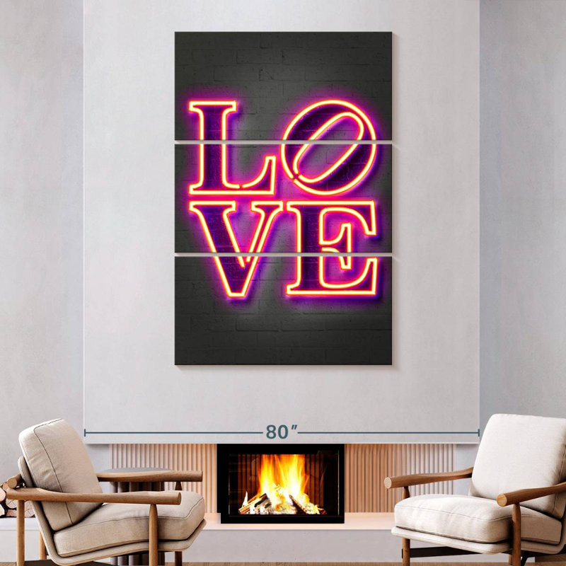 Plaque murale Kema Love In Neon, H 74 po x l 48 po