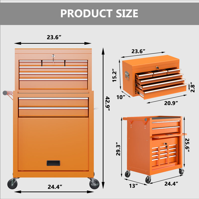 Commodes pliantes 8 tiroirs Anacortes, Orange