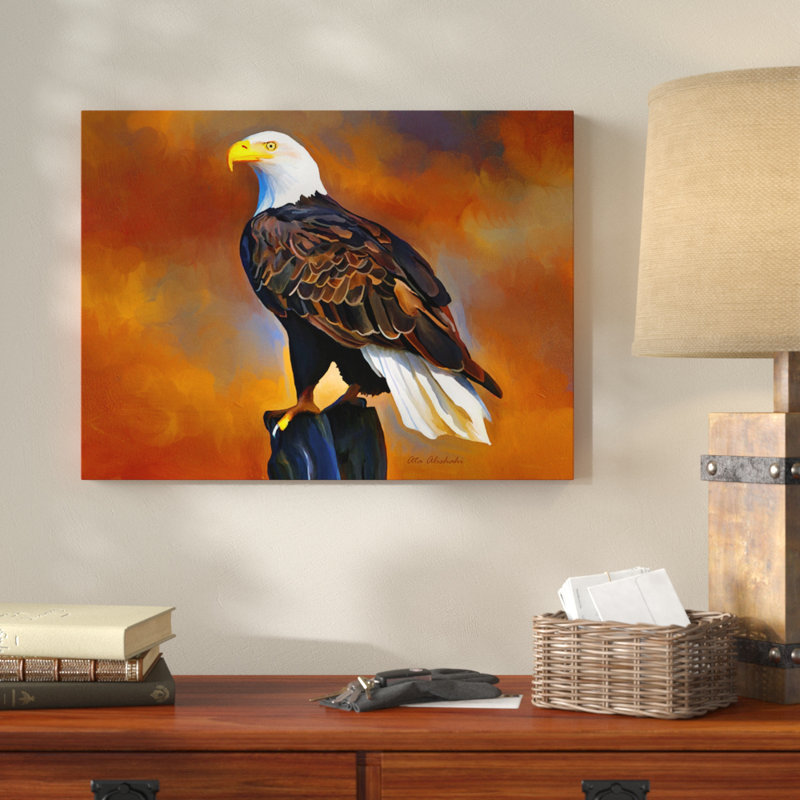 « the eagle », reproduction de peinture à l’huile sur toile tendue, H 24 po x l 32 po