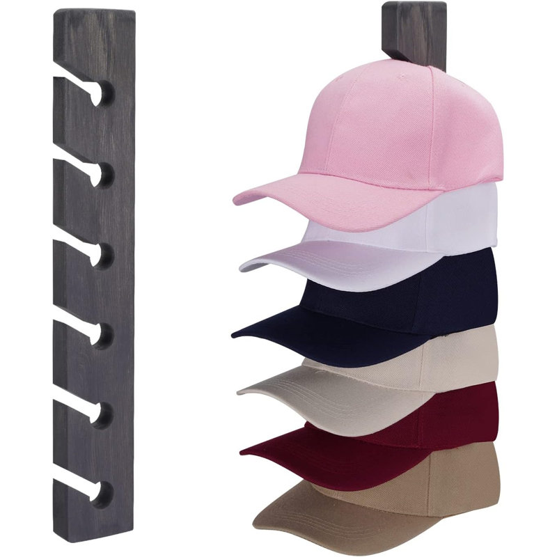 Modern Wooden Wall Hat Rack Organizer 2-Pack, Grey