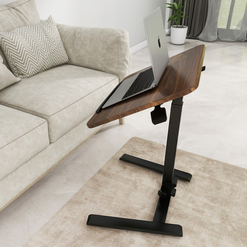 Foldable Laptop Table with Stoppers - 90° Tiltable Rolling, Brown/Black