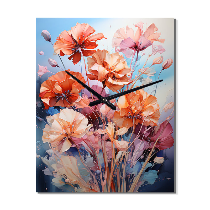 Horloge murale multicolore avec œillets Carnation, H 40 po x l 30 po x P 1 po
