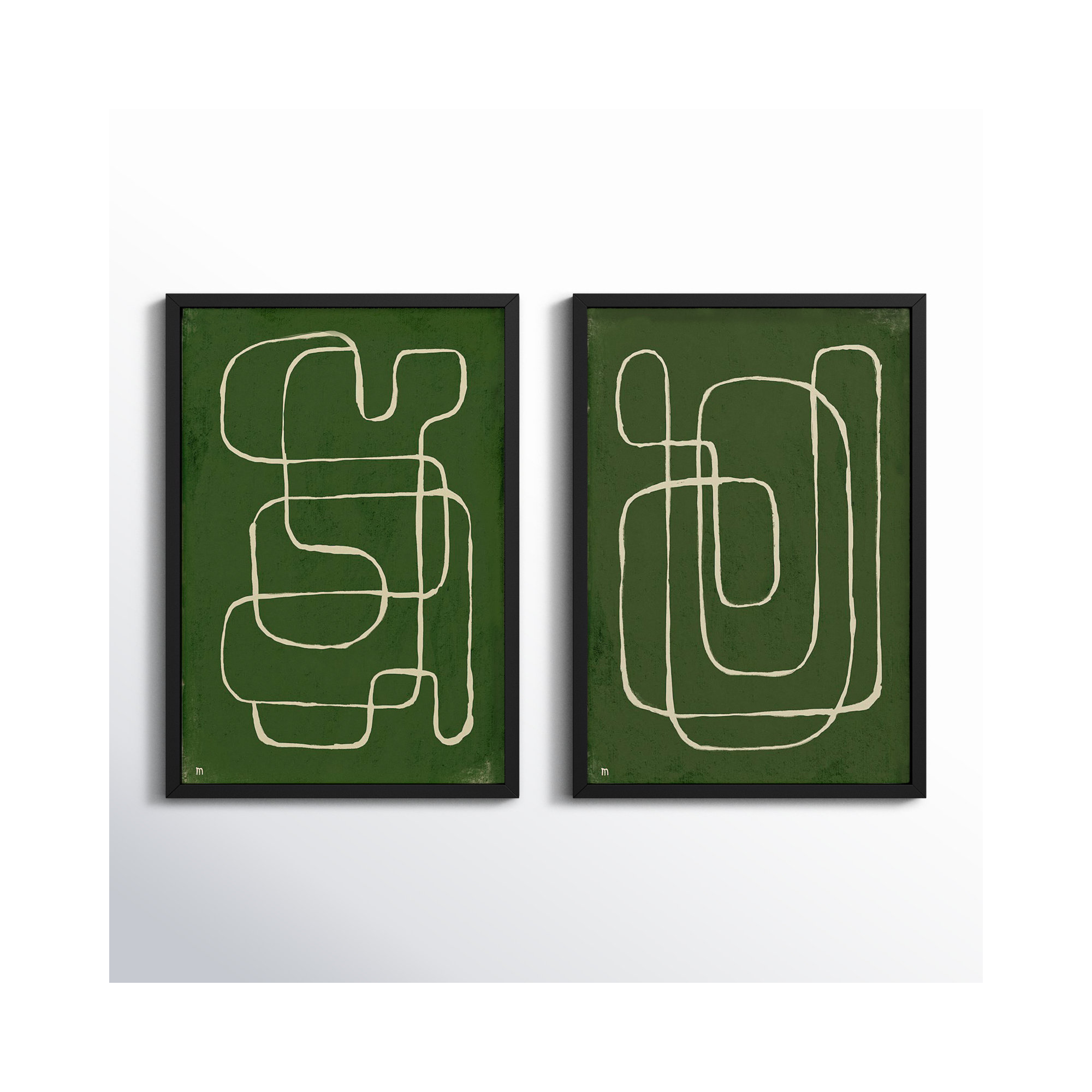 Line Works by StudioM, 25" H x 35" W x 1.25" D, Black Framed Paper