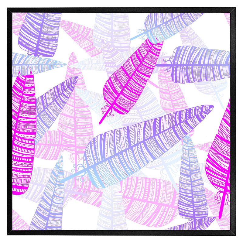 Cusick Purple Feathers - Single Picture Frame Print, Black Framed, 51cm H x 51cm W x 4cm D