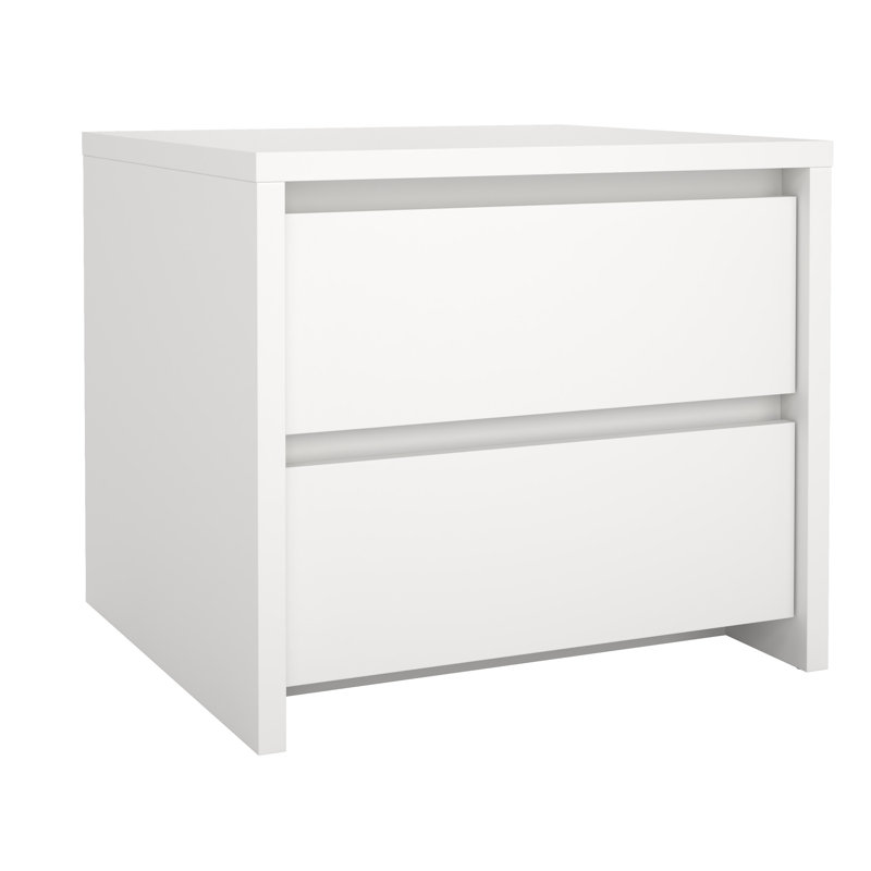 17-Inch Tall 2-Drawer Nightstand End Table, White