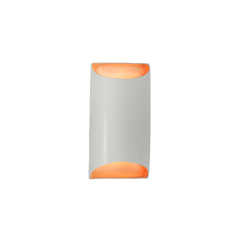 Applique murale en céramique Beda, H 10,75 po x l 5,5 po x P 4 po, Blanc mat / or champagne