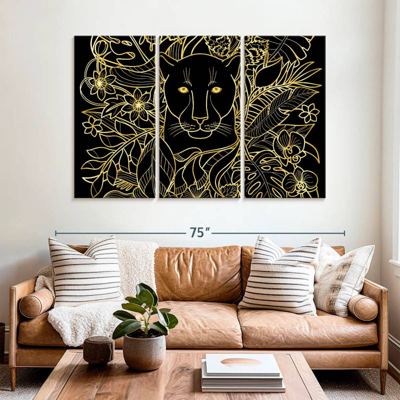 Floral Black Panther, 42" H x 65" W
