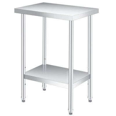 Adjustable Shelf Stainless Steel Work Table, Heavy-Duty Commercial Prep Table 14”×24”, 660LB Capacity Easy Clean Metal Utility Table for Kitchen, Restaurant, Office & Garage