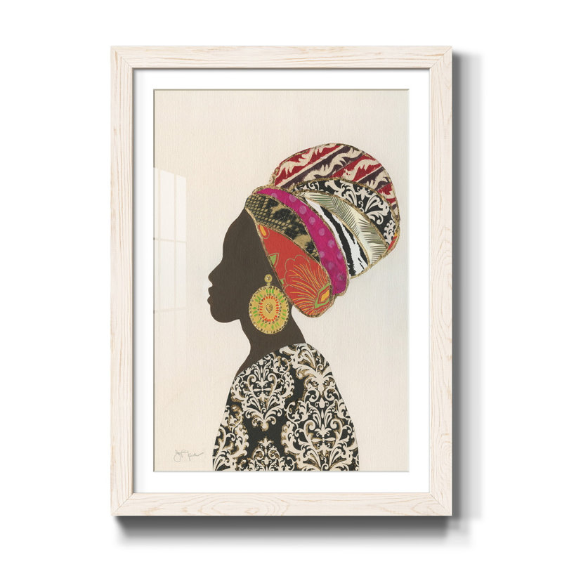 Silhouette de femme africaine II - reproduction encadrée sur papier, H 31,5 po x l 23,5 po x P 1,5 po, Blanc