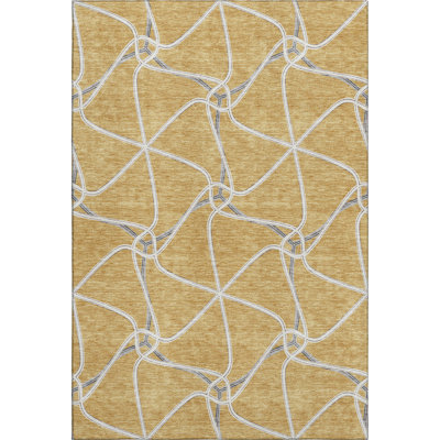 Premium Machine Washable Prisco Gold Rug
