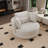 50" W Oversized Upholstered Slipcovered Swivel Barrel Chair-205931518