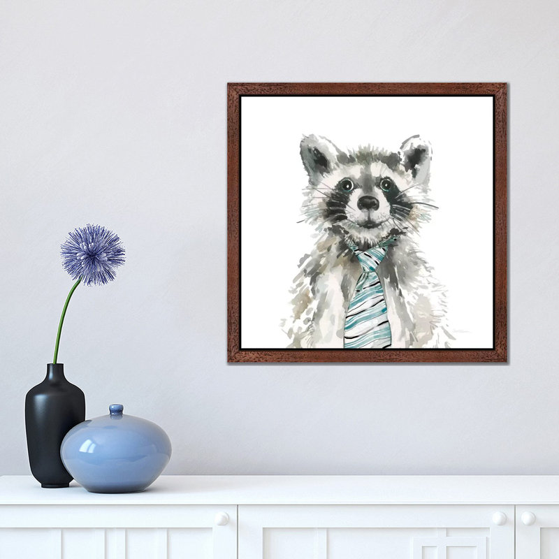 Raccoon by Carol Robinson - Floater Frame Painting on Canvas, Brown, 45.72 cm H x 45.72 cm W