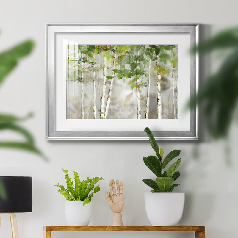 Evergreen Forest - Matted and Framed Under Acrylic Glass, Large Living Room Wall Art, 30.5" H x 42.5" W x 1.5" D