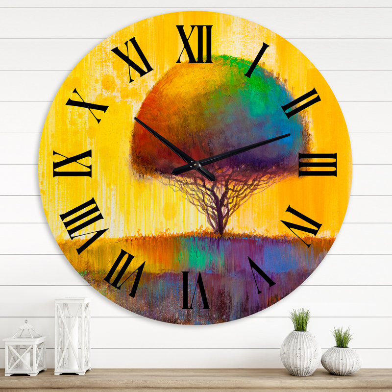 Autumn Coloured Forest Treescape XII - Farmhouse wall clock, Oversized