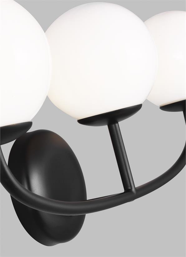 Alain 3 Light Frosted Dimmable Vanity Light, Midnight Black