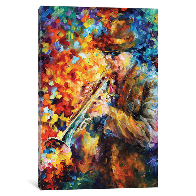 «Elegant Sound» par Leonid Afremov - Estampe numérique sur toile tendue avec châssis, H 18 po x l 12 po x P 1,5 po