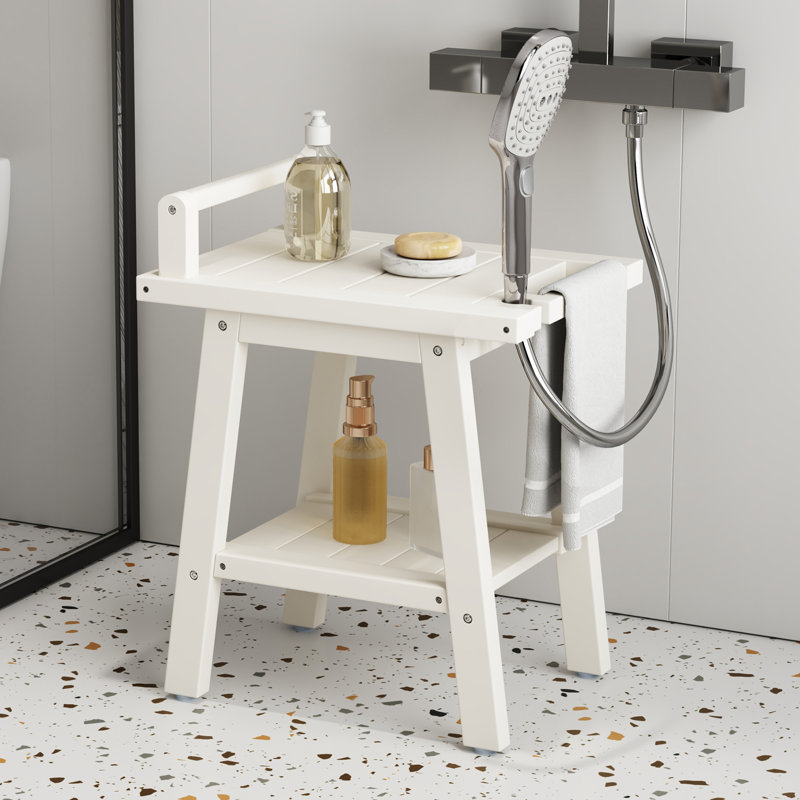 Natilea High-Density Polyethylene (HDPE) Shower Bench, 20" H x 16" W x 12" D, White/White