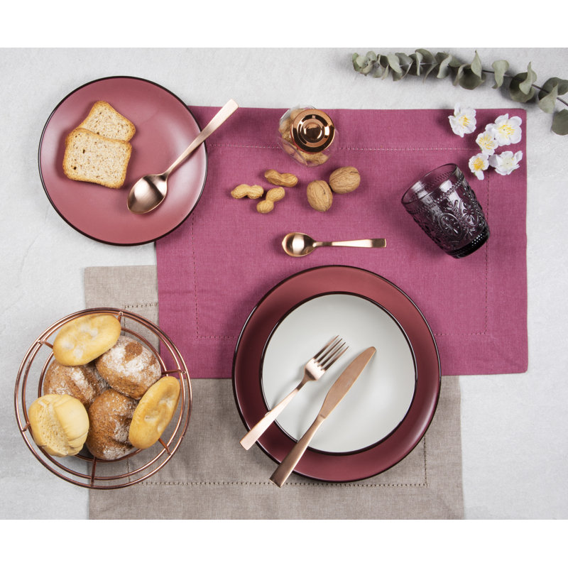 Moon Ceramic Dinnerware Set 18 Piece - Service for 6, Pink