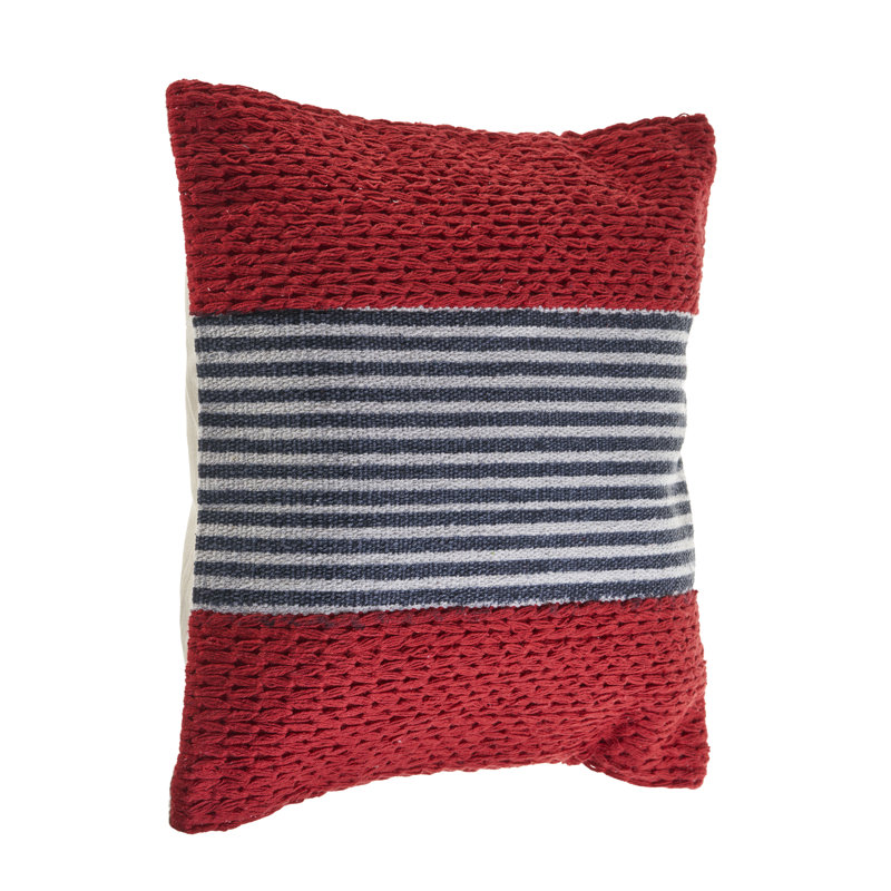 Red and Blue Nautical Striped Square Throw Pillow