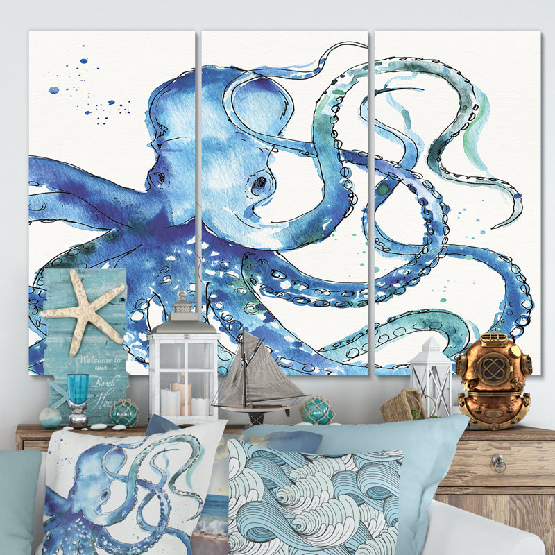 «Blue Deep Sea», reproduction d'art sur toile tendue à plusieurs images, H 40 po x l 60 po x P 1 po
