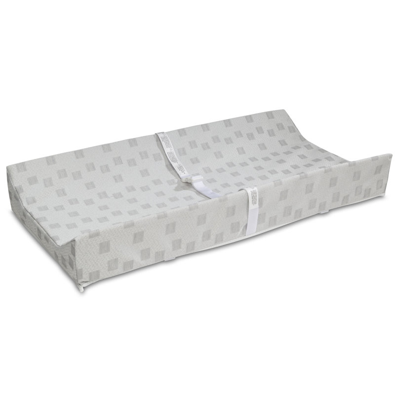 White Waterproof Contoured Baby Changing Pad with Safety Belt