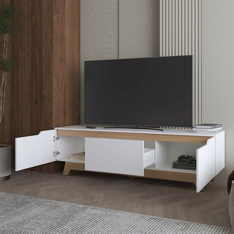 Meuble télé, salon, blanc / macadamia