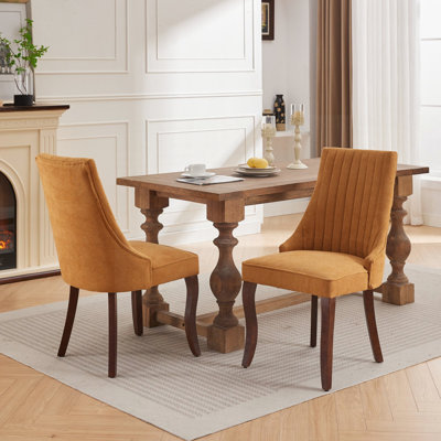 Chaise de salle à manger en rayonne en lin et flocage en lin