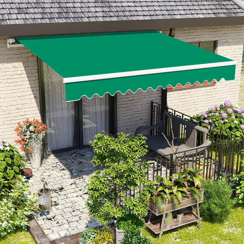 Dakota Fields 300cm W x 250cm D Fabric Cover Retractable Patio Awning, Green