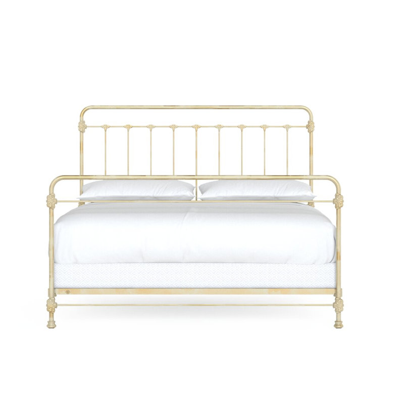 Lit en fer Picket Fence, Très grand californien, Spun Gold