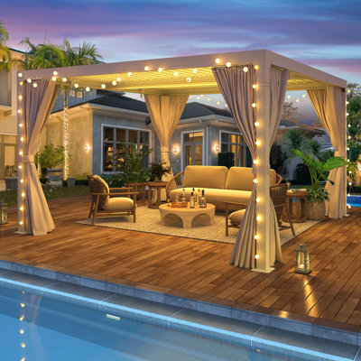 10 Ft. W x 10 Ft. D Aluminum Patio Metal Pergola with Adjustable Louvre Roof