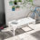 Banc de jardin en bois, banc de parc extérieur avec siège à lattes, banc de véranda sans dossier avec siège incurvé pour véranda, jardin, bord de piscine, terrasse, blanc