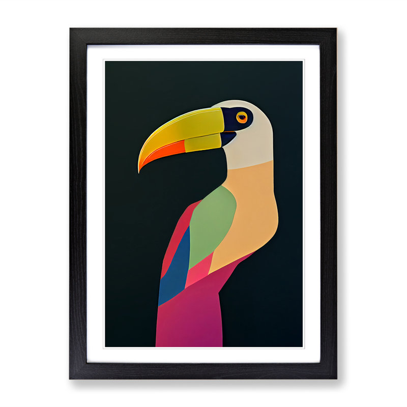 FRM-V0523-2527X Toucan Abstract Vol.5 - Single Picture Frame Print, 64cm H x 46cm W x 2cm D, Oak