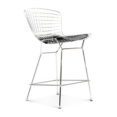 De deux tabourets de bar avec une structure finie, un coussinet en cuir PU poli n ° 304, une apparence classique et élégante, des matériaux de feu, une profondeur de produit de 21 po, des tabourets à structure de 42,4 po de hauteur, un siège souple en acier